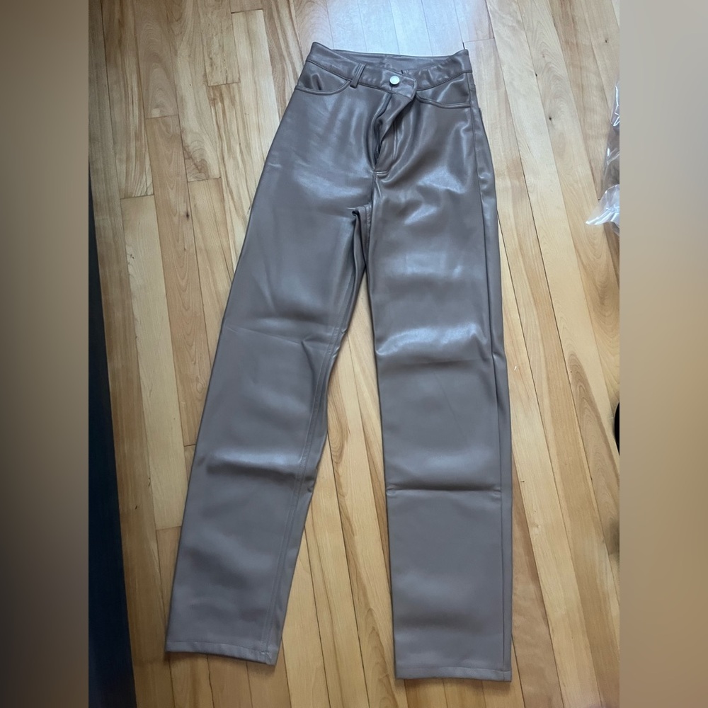 Dynamite Taupe Faux Leather Pants